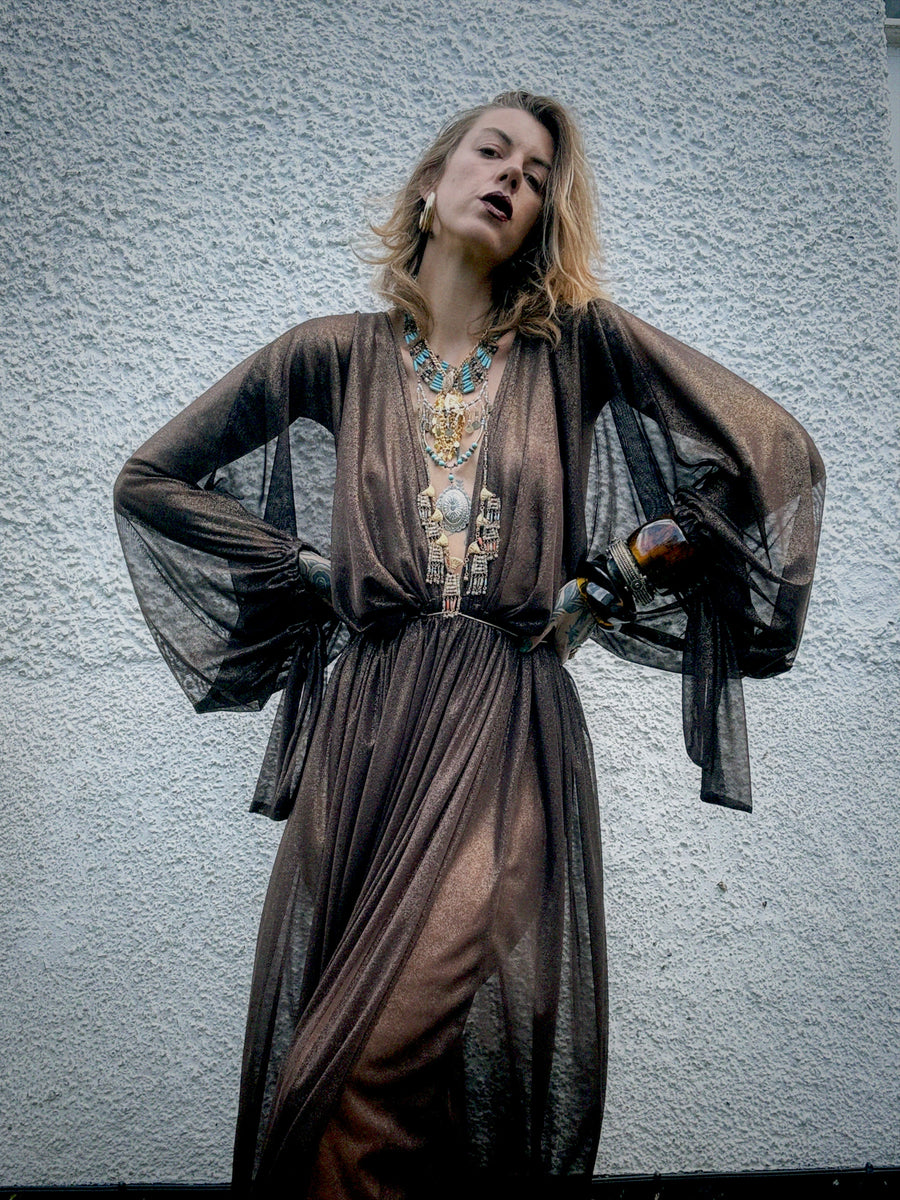THE HERA KAFTAN METALLIC BROWN