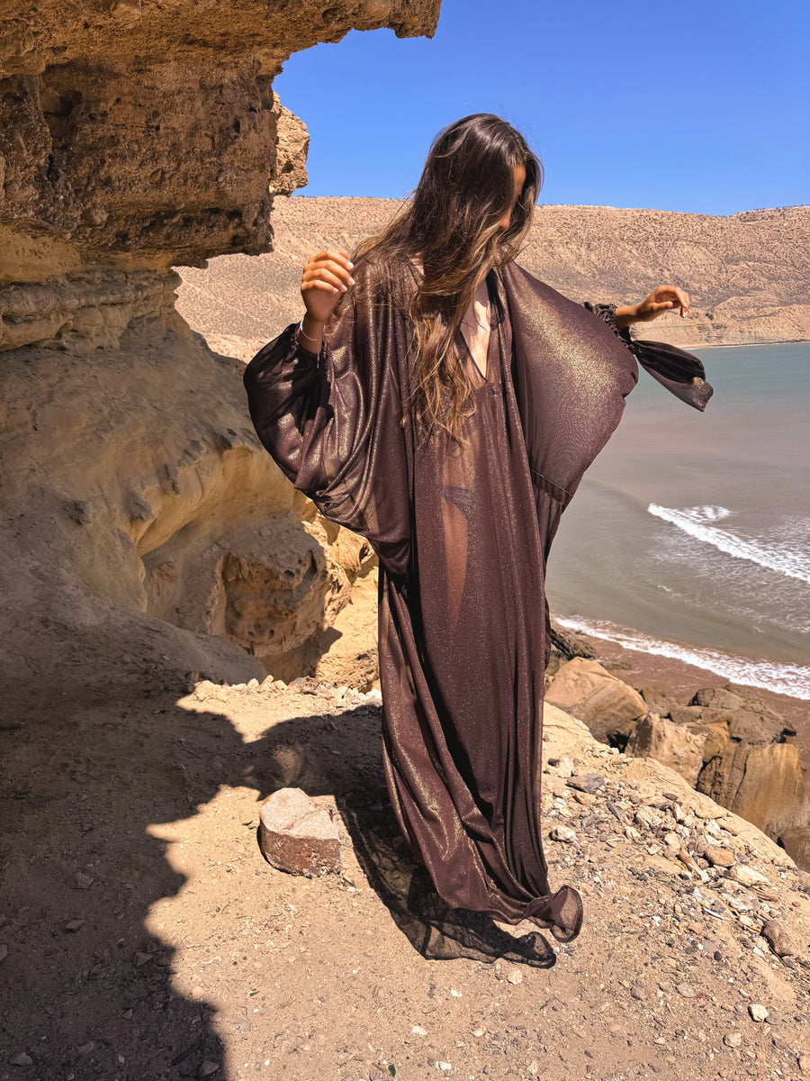 THE HERA KAFTAN METALLIC BROWN
