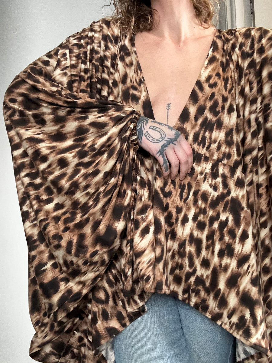 HERA KAFTAN TOP LEOPARD