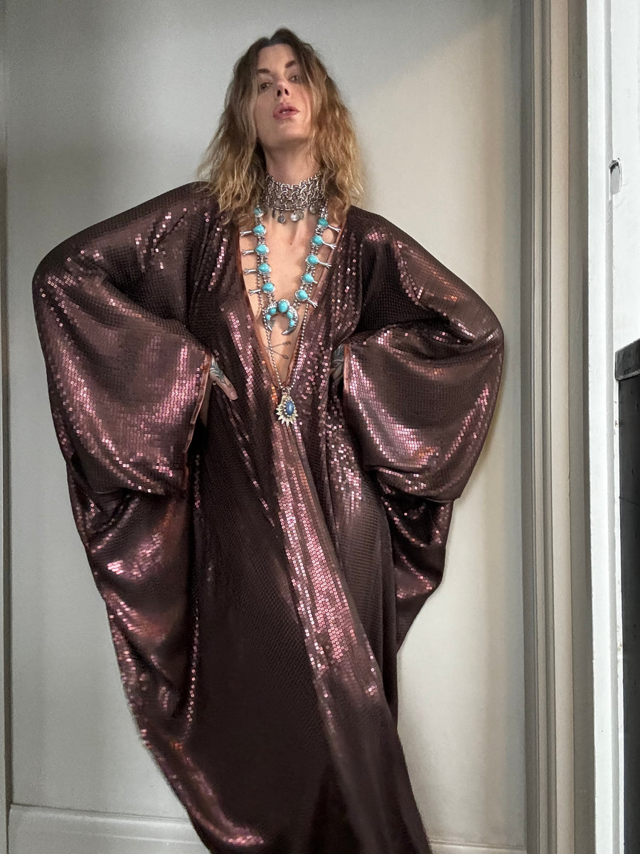 THE HERA KAFTAN SEQUIN BRONZE