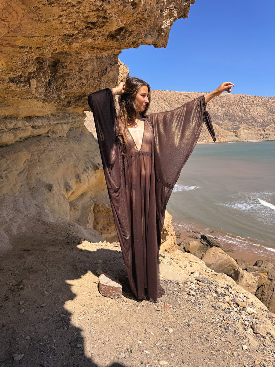 THE HERA KAFTAN METALLIC BROWN