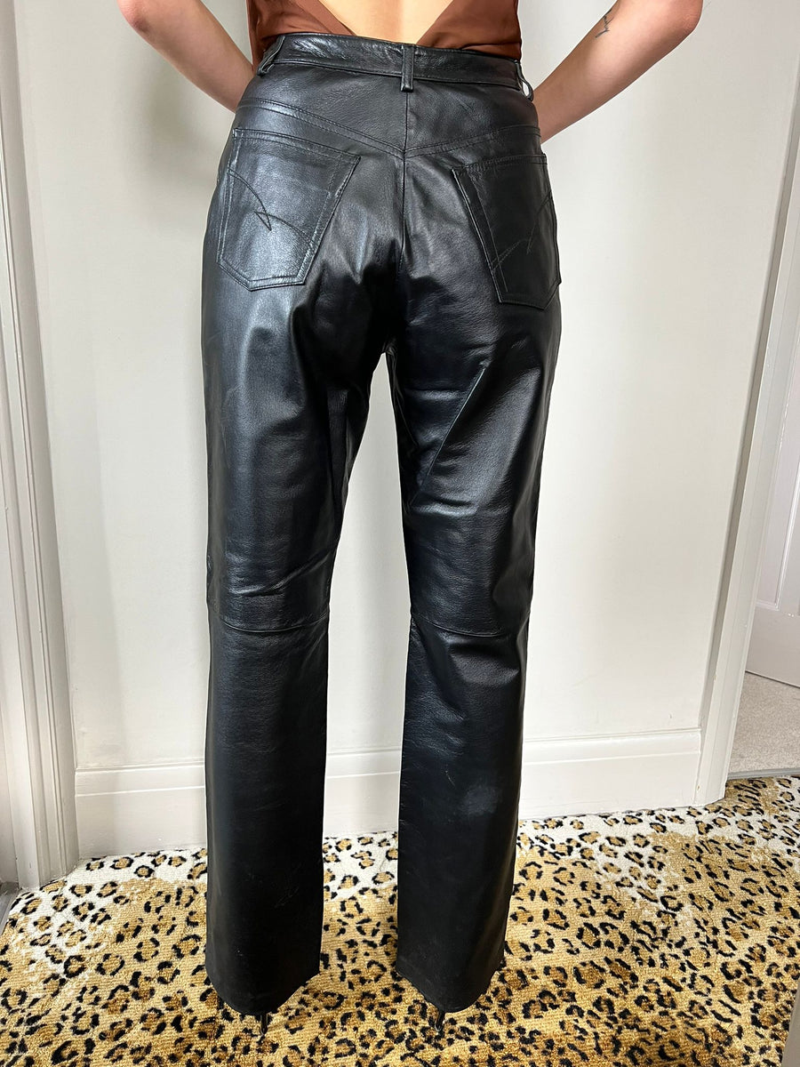 LEATHER BOOTCUT TROUSERS