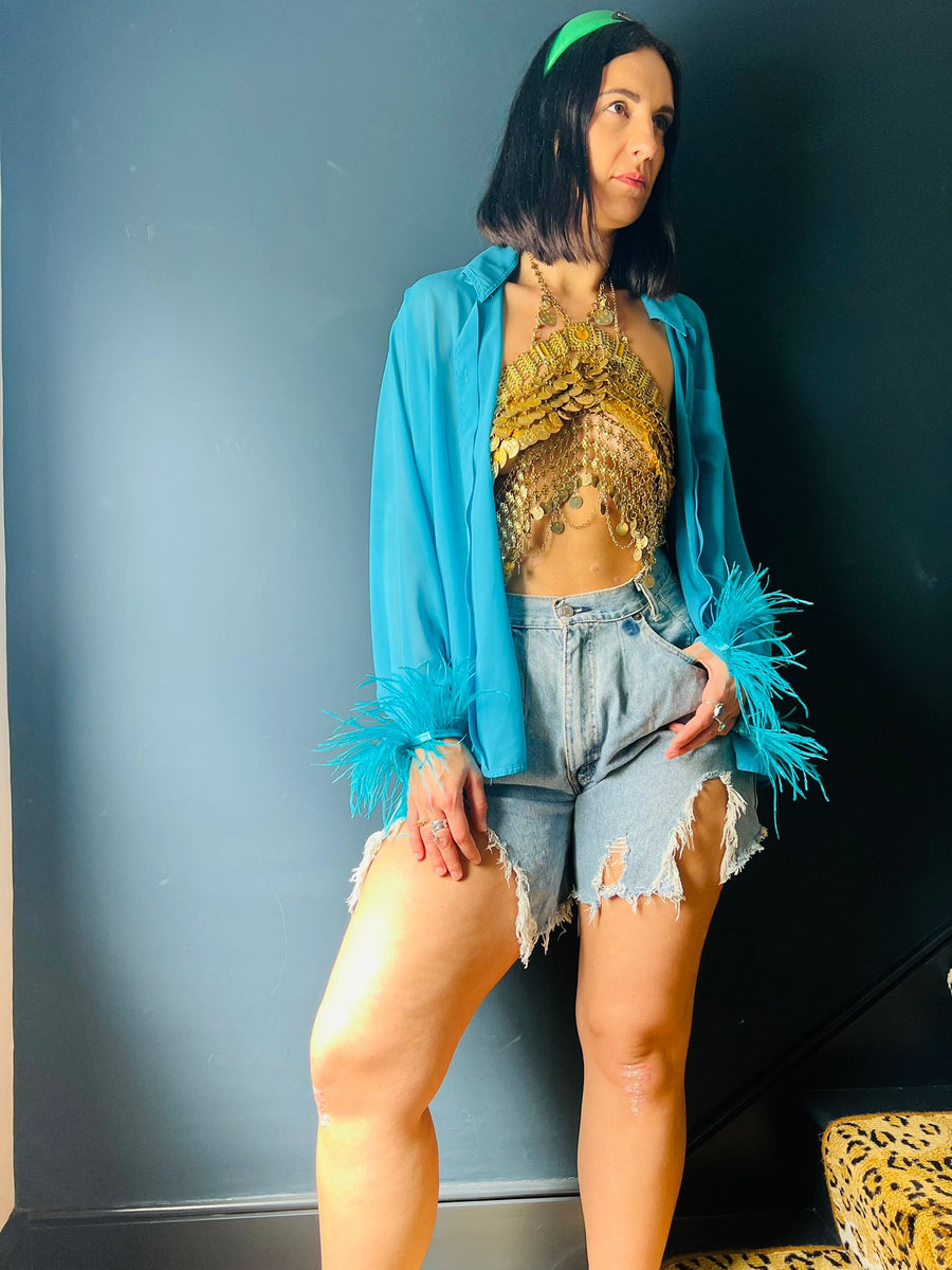 SHOWGIRL SHIRT SHEER AZURE