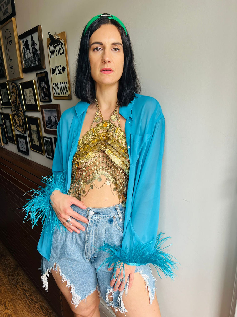SHOWGIRL SHIRT SHEER AZURE