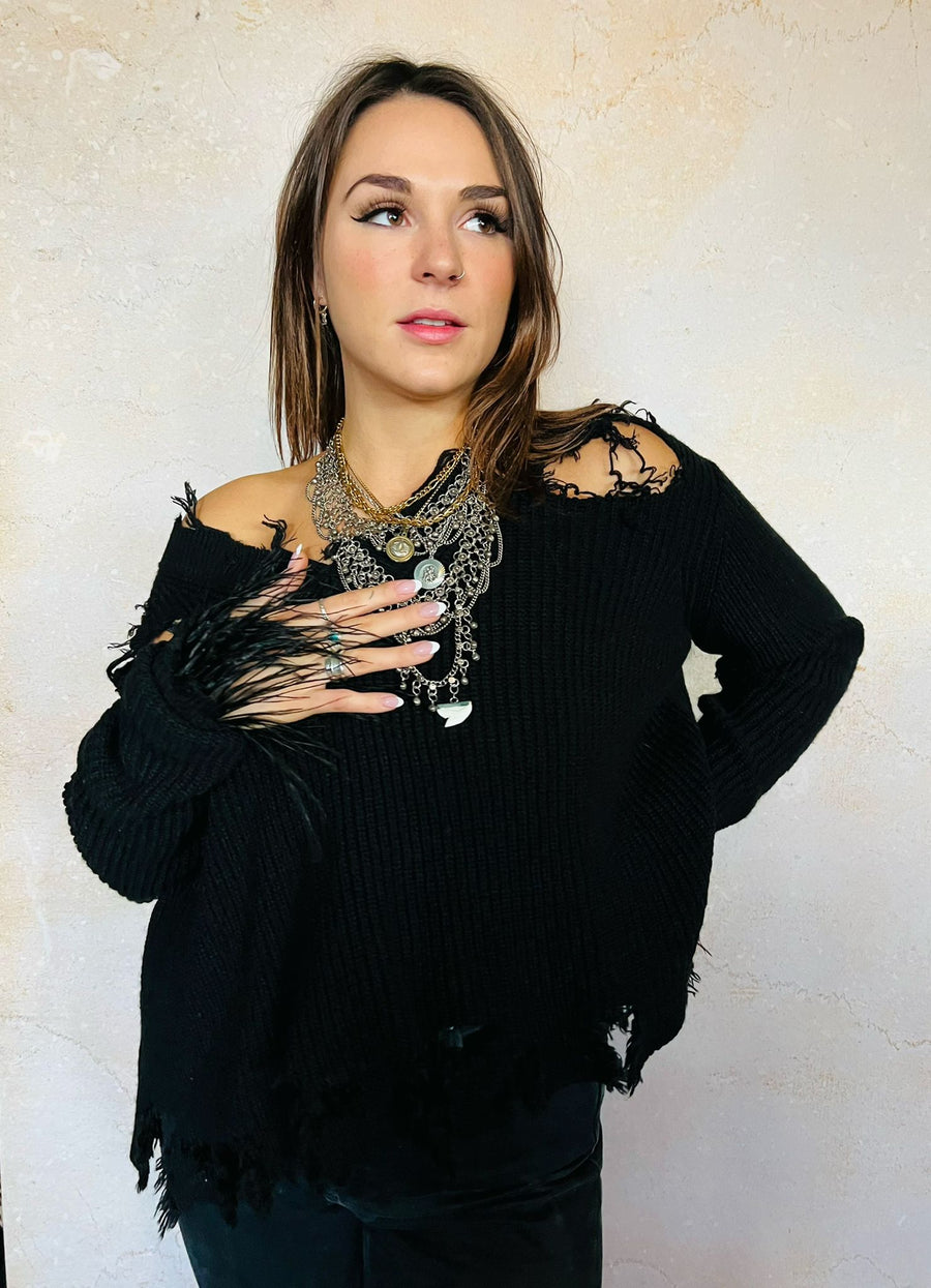 SHOWGIRL KNIT - DISTRESSED BLACK